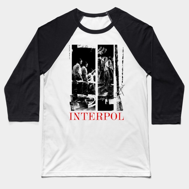 Interpol -- Original Retro Fan Art Design Baseball T-Shirt by unknown_pleasures